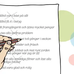 En hand med penna stryker över en lista med krav. Känslan av att gråta hela tiden och ångest infinner sig när man ser alla dessa omöjliga mål.