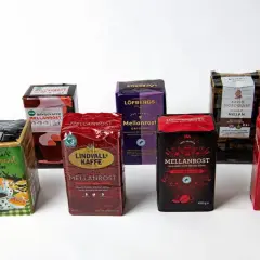 En samling kaffepaket, från Gevalia till Löfbergs, som kan ge en känsla av ångest av kaffe för den som inte kan välja.