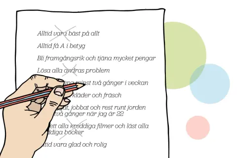 En hand med penna stryker över en lista med krav. Känslan av att gråta hela tiden och ångest infinner sig när man ser alla dessa omöjliga mål.