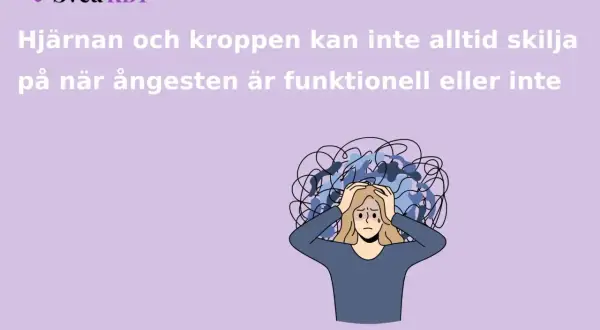 En person med huvudet i händerna, omgiven av kaotiska linjer som symboliserar fysiska symtom vid stress och ångest.
