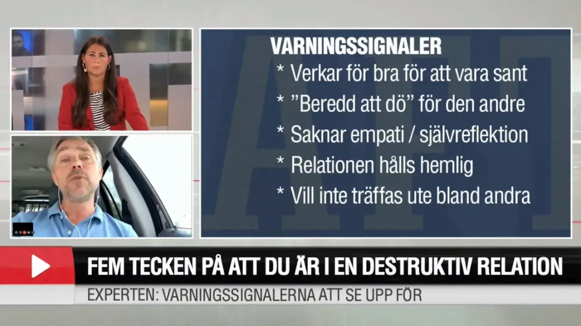 Fem tecken på en destruktiv relation: för bra för att vara sant, brist på empati, hemlighetsmakeri. Experten varnar.
